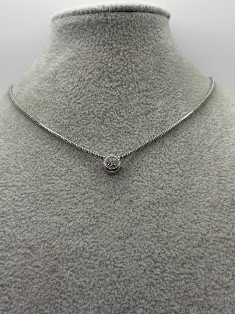 Cz Diamond bezel solitaire necklace 18”